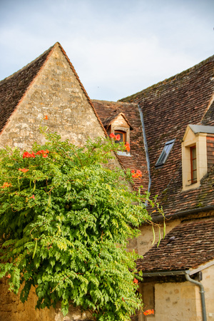 the picturesque streets of Beynac-et-Cazenac, on the river of Dordogne river in Aquitaine and so called, perigord noir, Franceのeditorial素材