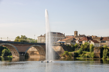 the town of Bergerac on dordogne river in aquitaine, france