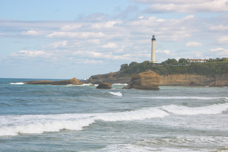 View of la grande plage, the great beach of Biarritz, Pyrenees-Atlantiques, France, in summer.の写真素材