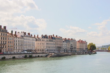 The old city of Lyon on the river Saone, France