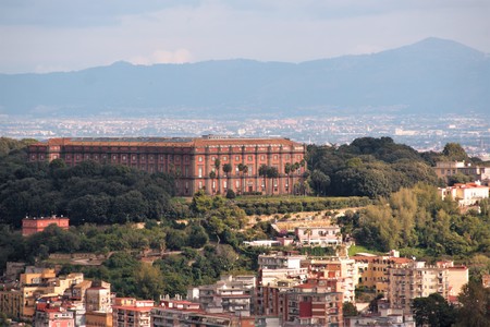 the royal palace of Capodimonte on Capodimonte hill, viewed from Vomero hill の写真素材
