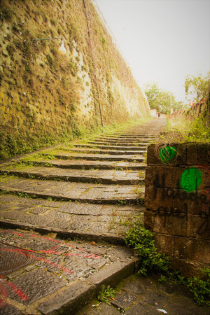 Old stairs in the city of Naples called Pedamantina