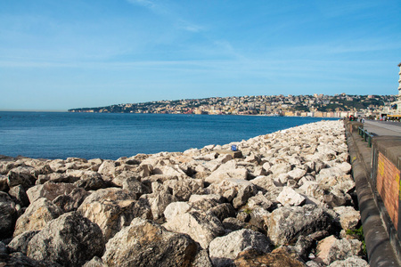 Naples cityscape and Via Partenopeの写真素材
