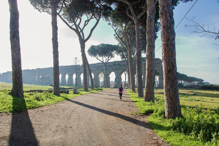 AT ROME - ITALY - ON 01- 05 - 2018 - Aqueduct park on Appia street, Rome , Italyのeditorial素材