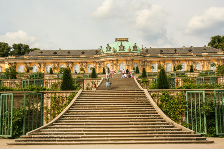 AT POTSDAM - BRANDENBURG - GERMANY - ON 08/29/2013 - Sanssouci palace, surrounded by its wonderful park in summerのeditorial素材