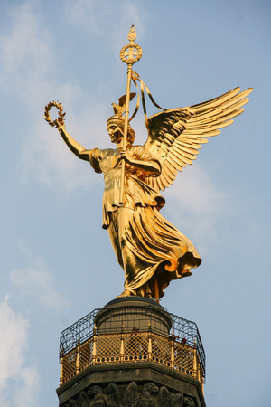 AT BERLIN - ON 08/26/2013 - The victory column with the golden angel at tiergarten in Berlin Mitte, Germanyのeditorial素材