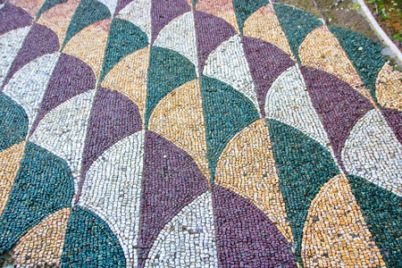 Mosaic floor of Caracalla baths, majestic archaeological site in Rome, Italyの写真素材
