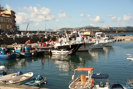 AT POZZUOLI - ITALY ON 09/17/2016 - the old port of Pozzuoli, Naples, Italyのeditorial素材