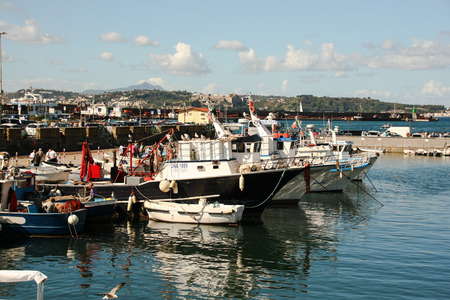 AT POZZUOLI - ITALY ON 09/17/2016 - the old port of Pozzuoli, Naples, Italyのeditorial素材