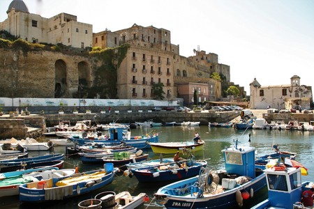 AT POZZUOLI - ITALY ON 09/17/2016 - the old port of Pozzuoli, Naples, Italyのeditorial素材