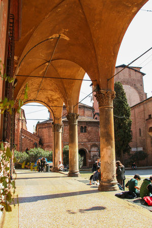 AT BOLOGNA - ITALY - ON 03/24/ 2013 - The complex of Santo Stefano, known also as seven churches at Bologna, Italyのeditorial素材