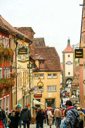 At Rotheburg ob der Tauber, On 08/07/2016 - The medieval town of Rothenburg ob der Tauber, on the romantic road, Bavaria, Germanyのeditorial素材