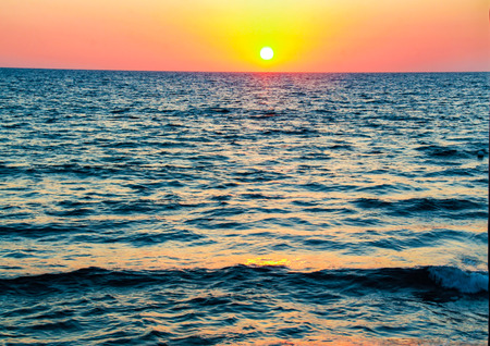 amazing sunset in Procida island, Naples, Italyの写真素材