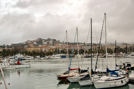 Fisher boats in the port of La Spezia, Liguria, Italyの写真素材