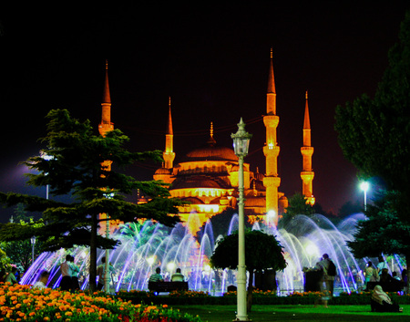 Istanbul - Turkey  - ON august/13/2010 - The mosque of Hagia Sophia at nightのeditorial素材