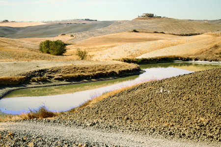 Landscape of crete senesi at summer  in Tuscany , Italyの写真素材