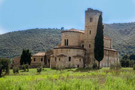 the abbey of sant'antimo in the beautiful tuscan countrysideのeditorial素材