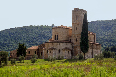 the abbey of sant'antimo in the beautiful tuscan countrysideのeditorial素材