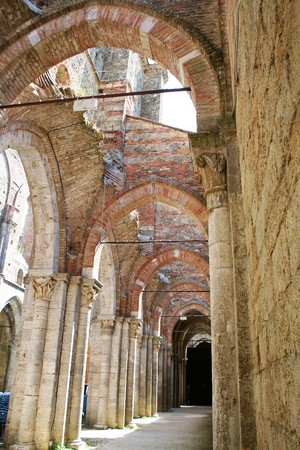 Medieval abbey of San Galgano in Tuscan countryside