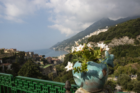 the landscape of Amalfi coast from Vietri sul Mare, Naples, Italyのeditorial素材