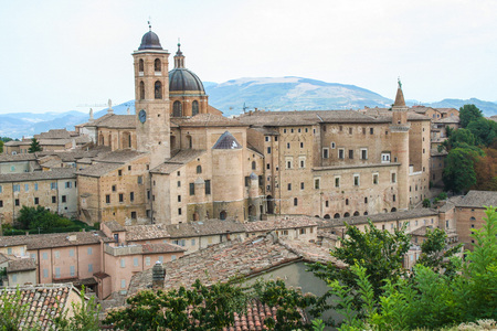 Landscape of Urbino and Ducal palace,  in Marche region of Italyのeditorial素材