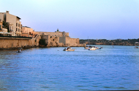 At Siracusa - Italy - On august/2010 - view of the island  of Ortigia, surrounded by old walls in Syracusa, Sicilyのeditorial素材