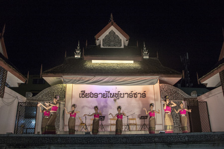 At Chiang Rai - Thailand - On august 2018 - dancers in a live show at the night marketのeditorial素材