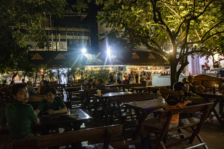 At Chang Rai - Thailand - on august 2018 - Traditional stall of thai street food in the night marketのeditorial素材