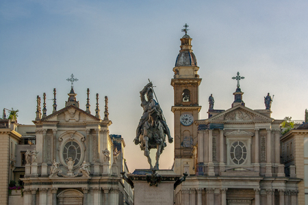 At Turin - Italy - On april 2017 - Piazza San Carlo, Saint Charles squareのeditorial素材