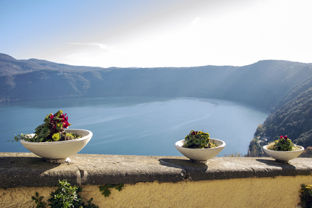Albano lake at Castelgandolfo, Latium, Italyの写真素材