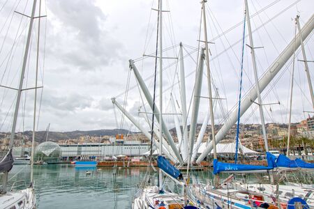 At Genova - Italy - On 04/01/2018 - Genoa harbor with  Bigo Panoramic Lift  situated in the middle...