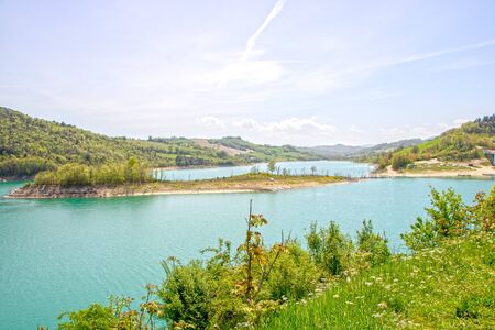 Castreccioni lake, also known as Lake of Cingoli,  created in the â€™80 when a dam was placed...