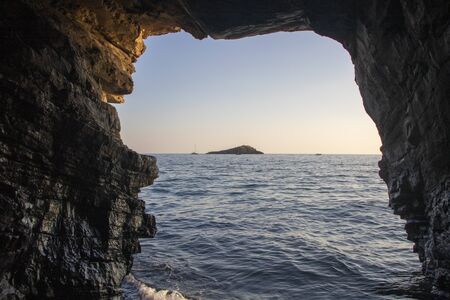 Beautiful cave on the beach of Calajannita at Maratea, Basilicata region, Italy