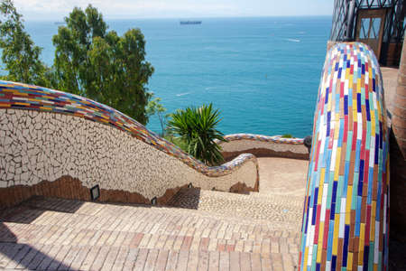 Villa at Vietri sul mare, public park ornated with ceramic tiles の写真素材