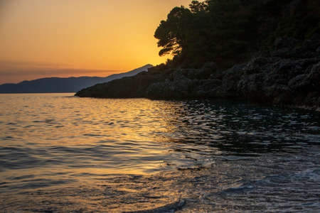 Sunset on the coastline of Maratea, Basilicata, italyの写真素材