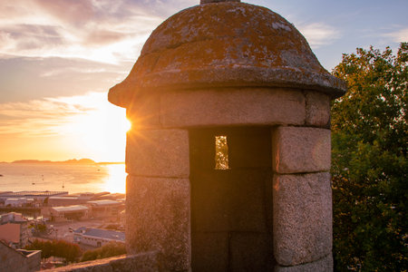 Landscape of Vigo, at sunset, Galicia, Spain
