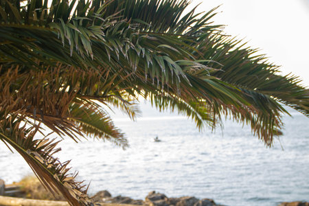 Landscape of Samil beach and coastline of Rias baixas in Galicia, at Vigo, Spainの写真素材