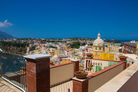 Landscape of Marina Corricella at Procida, naples, italyの写真素材