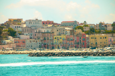At Procida, Italy, On 07, 31, 2023, Marina Grande, the main port of the enchanting island of Procida,のeditorial素材