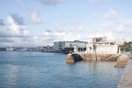 At Santander, Spain, On August 2023, waterfront with Botin center and embarcadero palaceのeditorial素材