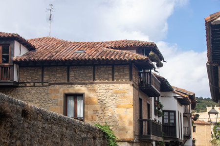 At Santillana del Mar, Spain, On August 2023, view of the medieval architecture in the historic center of the townのeditorial素材