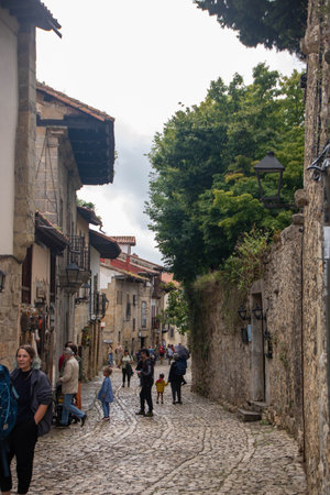 At Santillana del Mar, Spain, On August 2023, view of the medieval architecture in the historic center of the townのeditorial素材