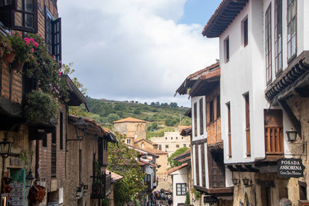 At Santillana del Mar, Spain, On August 2023, view of the medieval architecture in the historic center of the townのeditorial素材