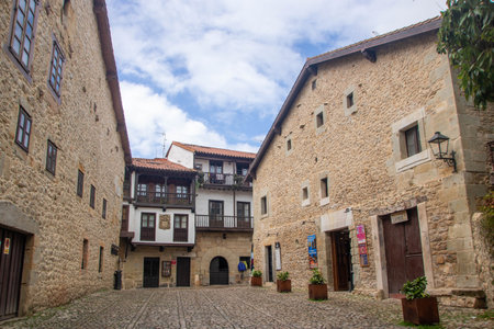 At Santillana del Mar, Spain, On August 2023, view of the medieval architecture in the historic center of the townのeditorial素材