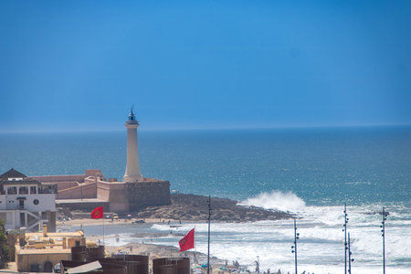 Lighthouse of Fort of Calette st Rabat, overlooking Atlantic ocean