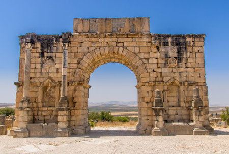 The Archaeological Site of Volubilis in the province of Meknes, Moroccoの写真素材