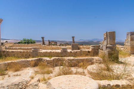 The Archaeological Site of Volubilis in the province of Meknes, Moroccoの写真素材