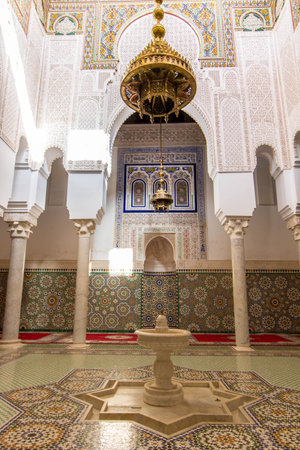 The Mausoleum of Moulay Isma'il, containing the tomb of Sultan who ruled Morocco from 1672 until his death in 1727, and located inside his former Kasbahの写真素材