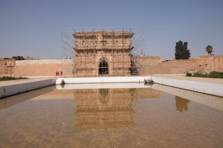 El Badi Palace or Badi' Palace in Marrakech, Moroccoの写真素材