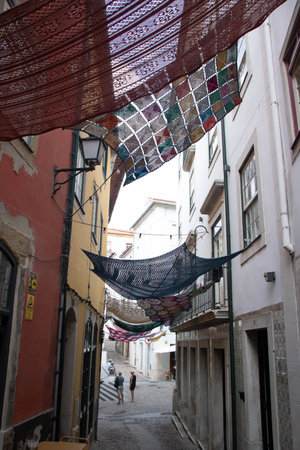Narrow street in the historic center of Coimbra, , Portugalの写真素材